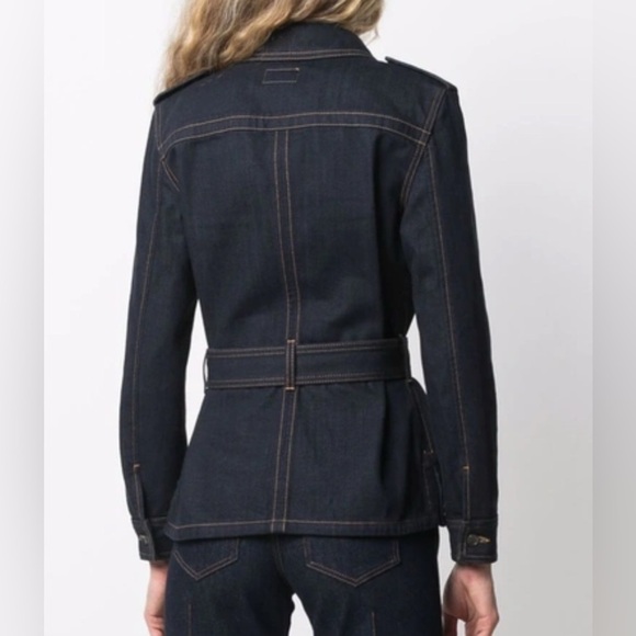 Saint Laurent SAHARIAN BELTED LACE-UP DENIM JACKET IN BLUE NWT - Picture 4 of 5